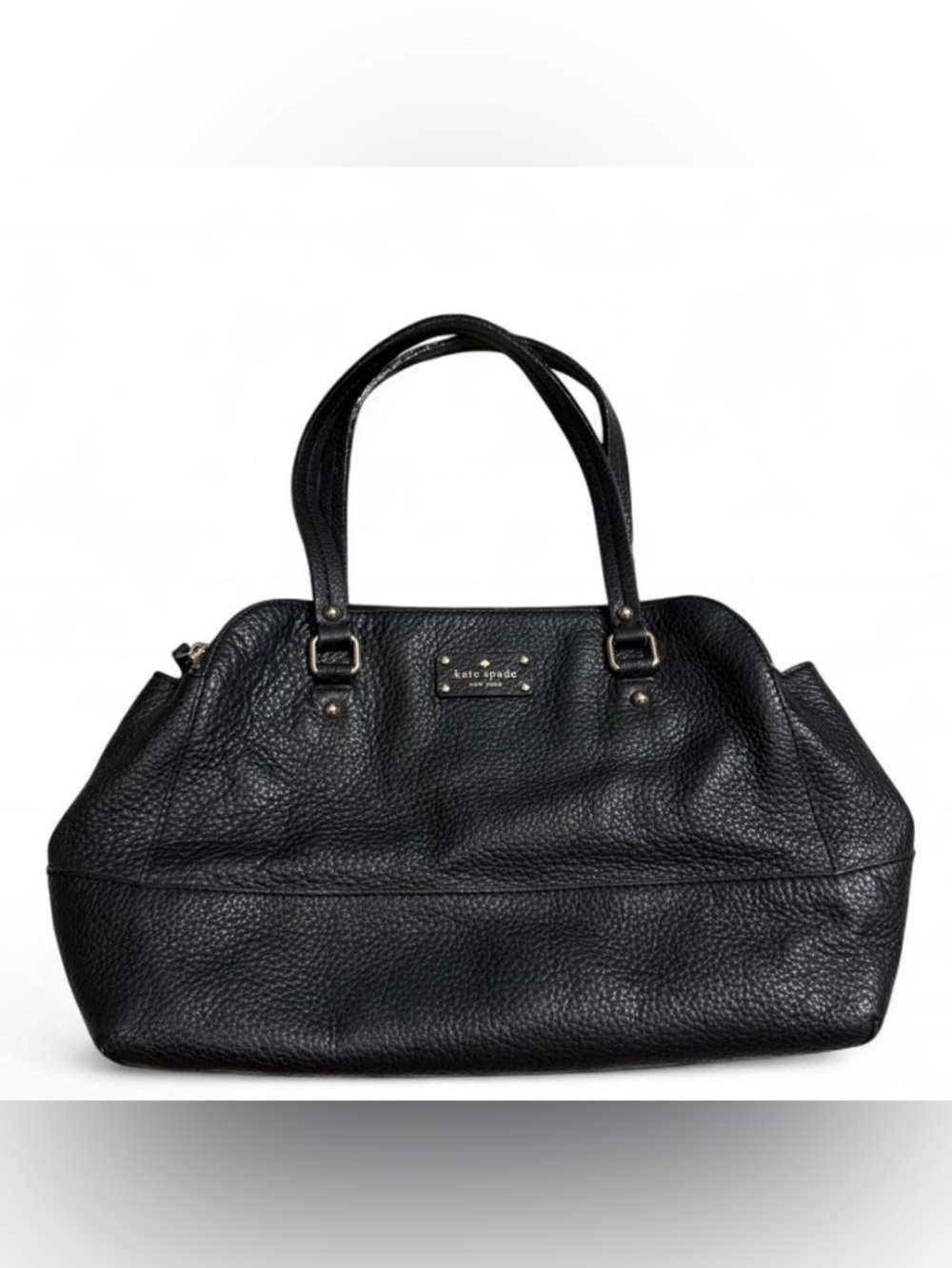 kate spade ♠️ Black Pebbled Leather Double-Handle Tote